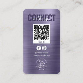 Glam Purple Connect With UsソーシャルメディアQRコード 名刺