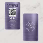 Glam Purple Connect With UsソーシャルメディアQRコード 名刺 (正面/裏面)