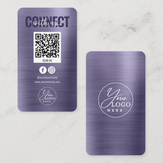 Glam Purple Connect With UsソーシャルメディアQRコード 名刺