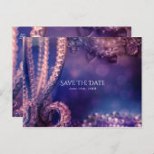 Glam Purple Glowシックなグラマー真珠デートを保存 案内ポストカード (正面/裏面)