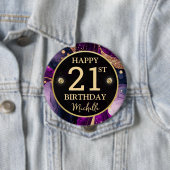 Glam Purple Gold Agate Birthday 缶バッジ (インサイチュ)