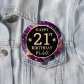 Glam Purple Gold Agate Birthday 缶バッジ (インサイチュ)