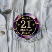 Glam Purple Gold Agate Birthday 缶バッジ (インサイチュ)