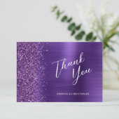 Glam Purple Metallic 結婚's Flat Thank You カード (スタンド正面)