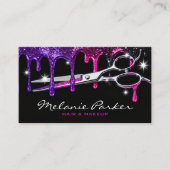 Glam Purple Pink Glitter Drip Hair Stylist  名刺 (正面)