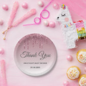 Glam Purple Pink Rose金ゴールドサンキューベイビーシャワー ペーパープレート (パーティー)