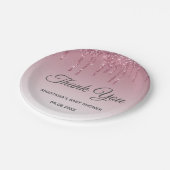 Glam Purple Pink Rose金ゴールドサンキューベイビーシャワー ペーパープレート (アングル)