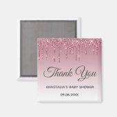 Glam Purple Pink Rose金ゴールドサンキューベイビーシャワー マグネット (正面/裏面)