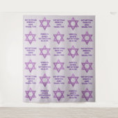 Glam Purple Star Of Davidフォトブースバルミツワー タペストリー (正面)