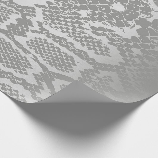 Glam Pythonスネークサファリスキンシルバーグレイ ラッピングペーパー (角)