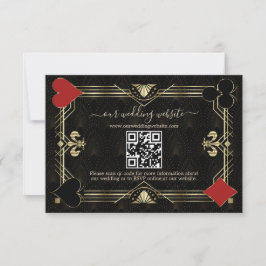 Glam QRコードブラック金ゴールドアールデコ結婚 出欠カード