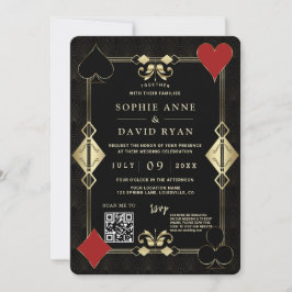 Glam QRコードローアリング20s金ゴールドアールデコ結婚 招待状