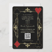 Glam QR Code Vegas Casino Night New Years Eve 招待状 (正面)