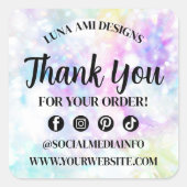 Glam Rainbow Crystal Diamond Thank Order スクエアシール (正面)