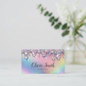 Glam Rainbow Glitter Drip Script Design 名刺 (スタンド正面)