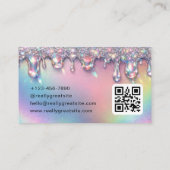 Glam Rainbow Glitter Drip Script Design 名刺 (裏面)