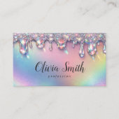 Glam Rainbow Glitter Drip Script Design 名刺 (正面)