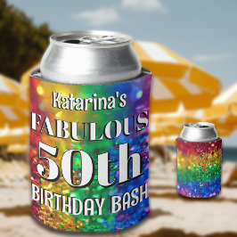 Glam Rainbow Glitter Fabulous 50 Birthday Party 缶クーラー