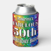 Glam Rainbow Glitter Fabulous 50 Birthday Party 缶クーラー (缶正面)