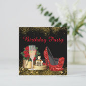 Glam Redハイヒールシューバースデーパーティー 招待状 (スタンド正面)