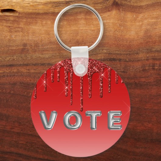 Glam Red Glitter Drip  キーホルダー (正面)