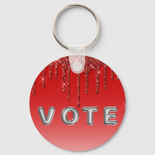 Glam Red Glitter Drip  キーホルダー (裏面)