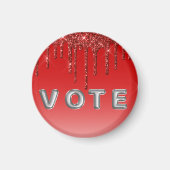 Glam Red Glitter Drip  マグネット (正面)