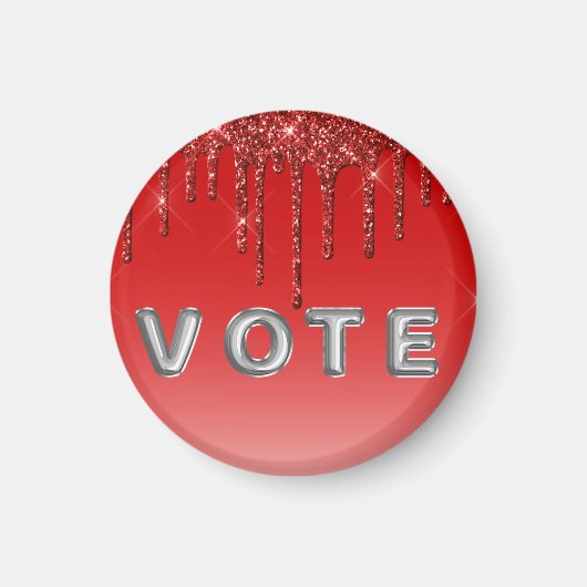 Glam Red Glitter Drip  マグネット (正面)