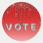 Glam Red Glitter Drip  ラウンドシール (正面)