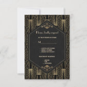 Glam Roaring 20s Great Gatsby Art Deco Wedding 出欠カード (正面)