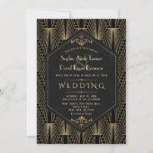 Glam Roaring 20s Great Gatsby Art Deco Wedding 招待状 (正面)