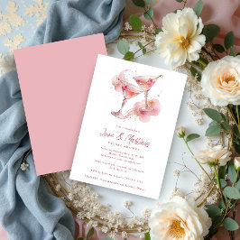 Glam Romantic Pink Martini Glasses Bridal Shower 招待状