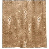 Glam Rose Gold Brushed Metal Glitter Leopard Print シャワーカーテン (正面)