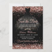 Glam Rose Gold Princess Quinceañera Save the Date 招待状 (正面)