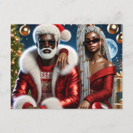 Glam Santa & Mrs. Claus Luxury Xmas Card ポストカード