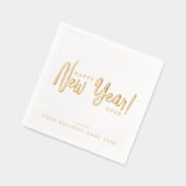 Glam Script モダン Happy New Year Business Company 箔ナプキン (左)