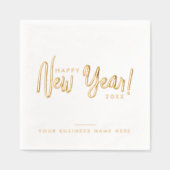 Glam Script モダン Happy New Year Business Company 箔ナプキン (正面)