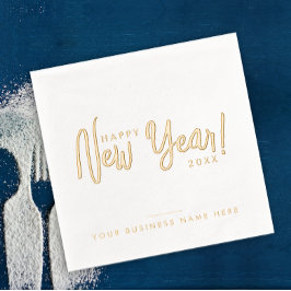 Glam Script モダン Happy New Year Business Company 箔ナプキン