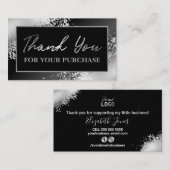 Glam Silverグリッター購入ありがとう 名刺 (正面/裏面)