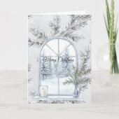 Glam Silver Christmas Tree Branches Window カード (正面)