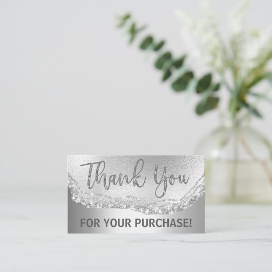 Glam Silver Foil Agate、インサートを購入いただきありがとうございます 名刺 (スタンド正面)