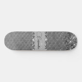 Glam Silver Glittery Diamond Bling Skateboard スケートボード (横)