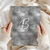 Glam Silver Monogram Recipe Book ノートブック
