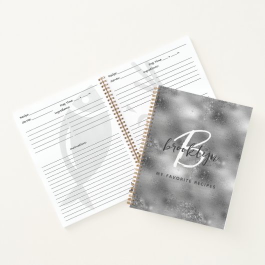 Glam Silver Monogram Recipe Book ノートブック (内部)
