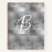 Glam Silver Monogram Recipe Book ノートブック (正面)