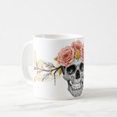 Glam Skull Mug | Elegant Gothic Halloween Cup コーヒーマグカップ (正面左)