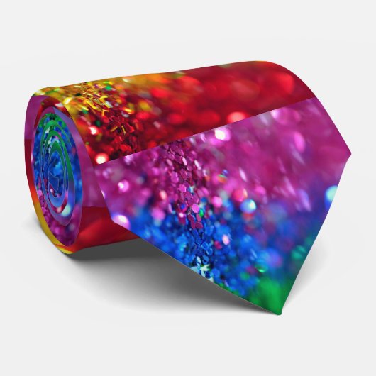 Glam Sparkle Colorful Rainbow Sequins ネクタイ (ロール)