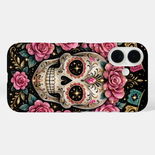 Glam Sugar Skull Phone Case – Dia de los Muertos Case-Mate iPhoneケース (裏面 (横))