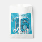 Glam Teal Blue Diamonds Sweet 16 Birthday Party フェイバーバッグ (正面)