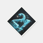 Glam Teal Blue Faceted Crystal 21st Birthday Party スタンダードカクテルナプキン (角)